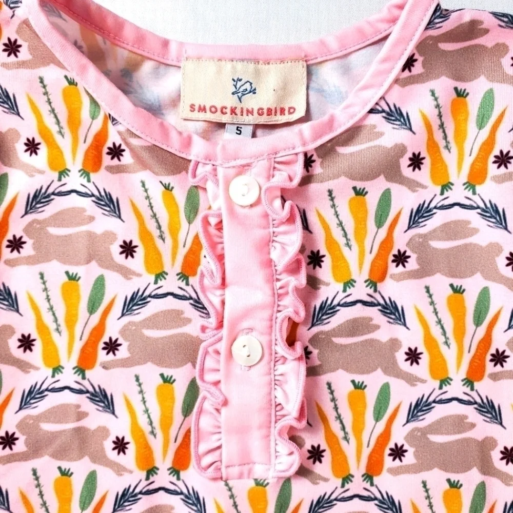 Smockingbird Spring Bunnies Pink Pima Cotton Pajama size 5